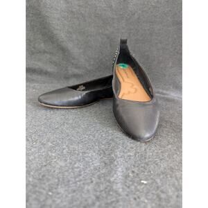 Womens 8M Lucky Brand Canison Ballet Flats Comfort Black Leather Slip On Shoes